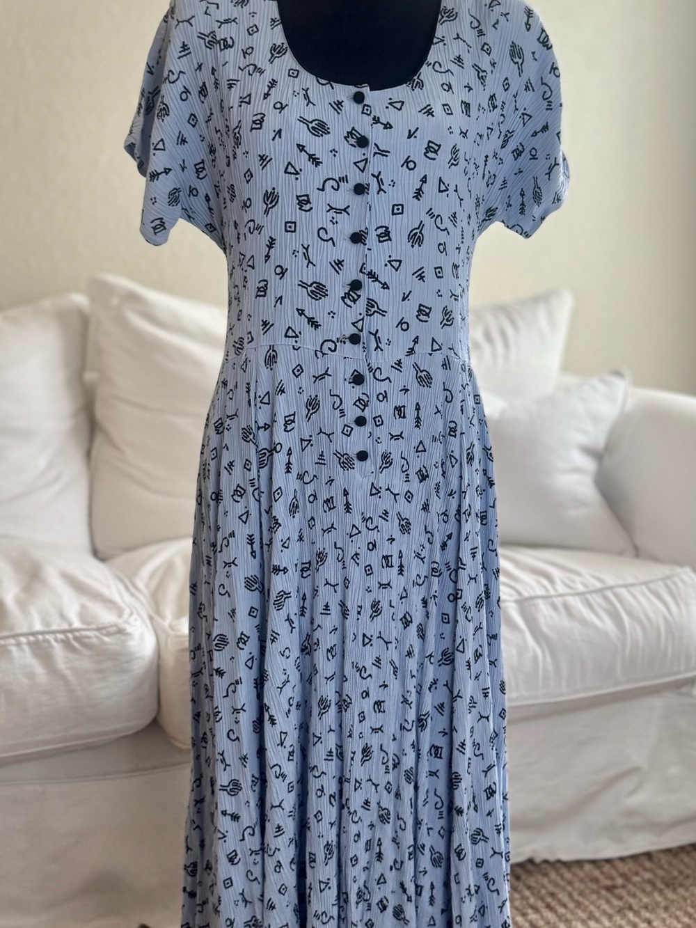 Desert West Sherry Holt Maxi Dress Southwestern Petroglyphs pattern